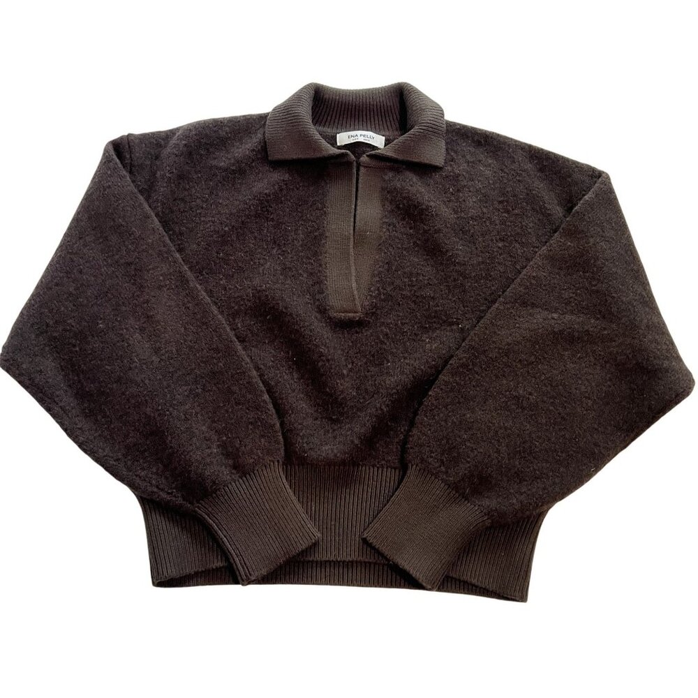 Ena Pelly Collared Sweatshirt in Brown